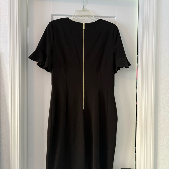 Calvin Klein Black Midi Dress with Ruffle Sleeves - Picture 5 of 5